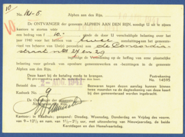Dienst, Gemeentebestuur ALPHEN a/d RIJN 1941.