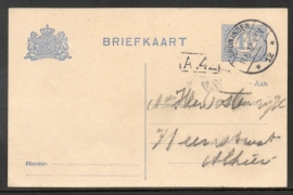 G - Briefkaart met langebalkstempel GRONINGEN naar Groningen.