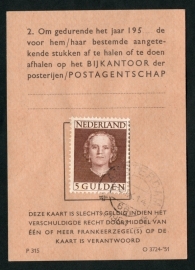 Postbuskaartje AMSTERDAM  1954 met nvph 536.