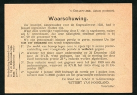 Dienst, Raad van Arbeid met vlagstempel 's GRAVENHAGE naar Voorburg.