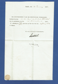 ZWOLLE 1832. Vouwbrief GOUVERNEUR van OVERIJSSEL. Van ZWOLLE naar HARDENBERG.