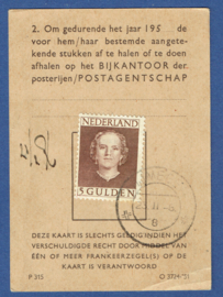 Postbuskaartje NIJMEGEN 1953 met nvph 536.