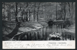 Briefkaart met langebalkstempel / Martinstempel LEEUWARDEN 3 naar `s GRAVENHAGE. Op ansichtkaart LEEUWARDEN, Prinsentuin.