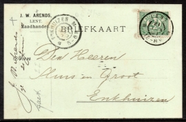 Firma briefkaart LENT 1901 met grootrondstempel LENT naar ENKHUIZEN.