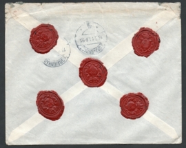 Cover met grootrondstempel NOORDDIJK (GRON.) naar `s GRAVENHAGE. Angetekend, waarde, verzegeld met lak.