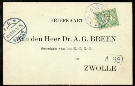 Firma briefkaart ZWOLLE 1913 met langebalkstempel BALKBRUG naar ZWOLLE