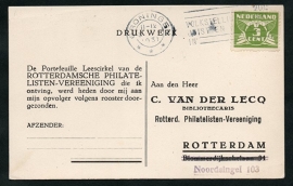 Roltanding 38 op firma briefkaart met vlagstempel GRONINGEN naar Rotterdam.