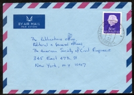 Luchtpostcover met stempel `s GRAVENHAGE - DENENBURG naar U.S.A.