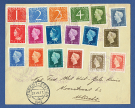 TENTOONSTELLING ROMEINS NEDERLAND UTRECHT 3 JULI - 3 OCT '48. Op cover met vele Van Krimpen zegels.