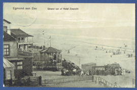 EGMOND aan ZEE, Strand van af Hotel Zeezicht. Gelopen kaart.