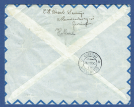 POSTZEGELTENTOONSTELLING GRONINGEN en PHILATELISTENDAG GRONINGEN, Op luchtpostcover naar Curacao.