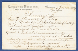 Particulier postwaardestuk OVERVEEN 1902. ROOZEN van MEERBEECK van HAARLEM naar Schotland.