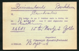 Firma briefkaart ALKMAAR 1924 met kortebalkstempel ALKMAAR naar Bakkum.