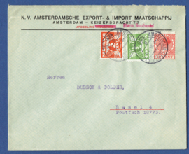 Firma cover AMSTERDAM 1926 van AMSTERDAM naar Basel, Zwitserland.