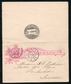 Postblad G 7 met grootrondstempel BLOEMENDAAL naar Zwitserland.