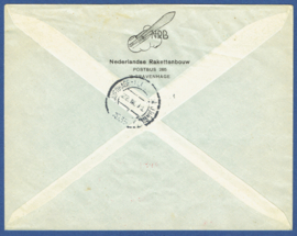 Raketpost 1935. 231 MAART 1935. KATWIJK AAN ZEE. Etiket PER VUURPIJLVLIEGTUIG.  Karl Roberti.