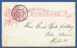 Postblad G 7 met grootrondstempel MAASTRICHT naar Coln, Duitsland.