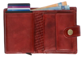 Leather Design Safety Wallet M Bordeaux