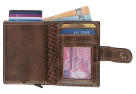 Leather Design Safety Wallet S Bruin