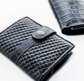 Leather Design Safety Wallet M Blauw