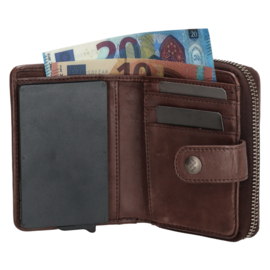 Micmacbags Safety Wallet Portemonnee Donkderbruin