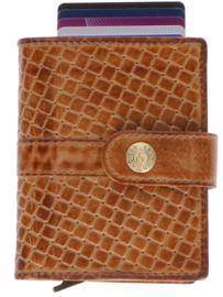 Leather Design Safety Wallet M Cognac