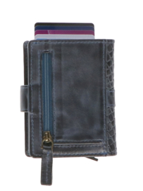 Leather Design Safety Wallet S Blauw