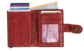 Leather Design Safety Wallet S Bordeaux