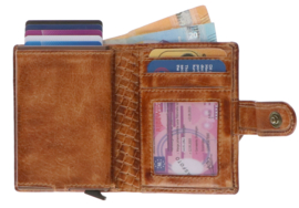 Leather Design Safety Wallet S Cognac