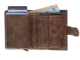 Leather Design Safety Wallet M Bruin