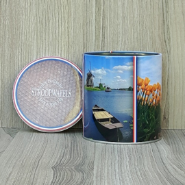 Stroopwafelblikje Steden gekleurd incl. stroopwafels