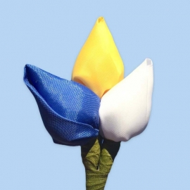 Tulp corsage blauw-geel-wit