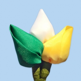 Tulp corsage groen-wit-geel