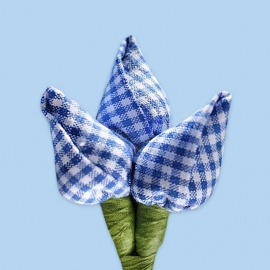 Tulp corsage blauw-wit ruit