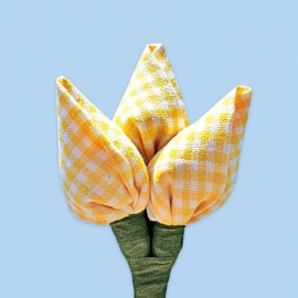 Tulp corsage geel-wit ruit