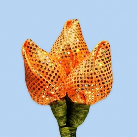 Tulp corsage oranje glitter