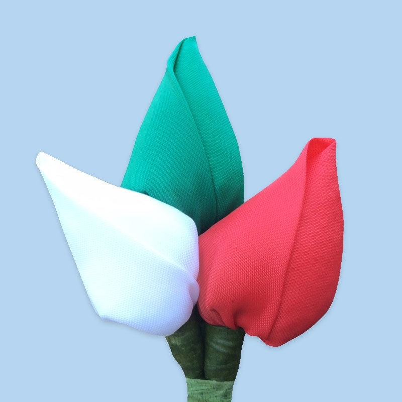 Tulp corsage wit-groen-rood