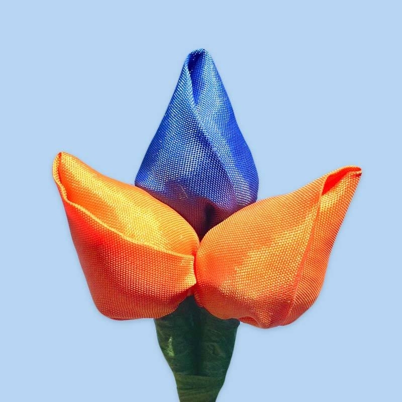 Tulp corsage oranje-blauw-oranje