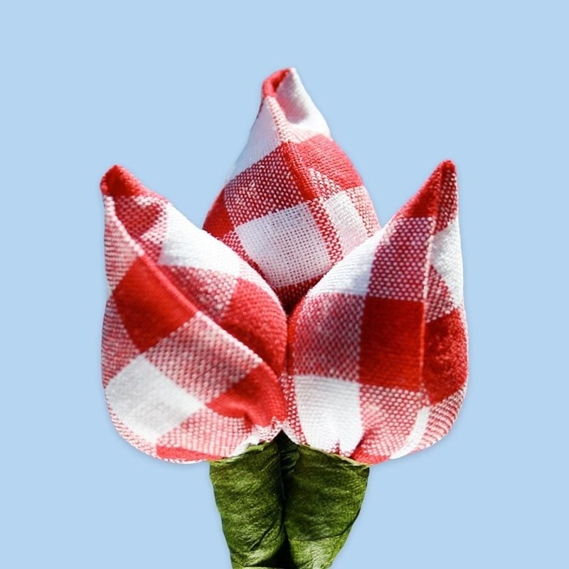 Tulp corsage rood-wit ruitjes groot