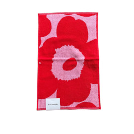 Marimekko gastendoekje / toilet-handdoek Unikko rood met roze  30 x 50 cm