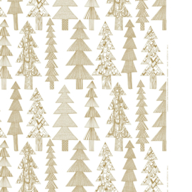 Marimekko KERST Kuusikossa stof panama-katoen met gouden kerstboompjes 1 m 50 breed per eenheid van 50 cm