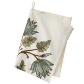 Bungalow theedoek Flora Sage blokprint | 50 x 70 cm