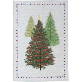 Linnen theedoek Fairy Trees met 3 kerstbomen, 50 x 70