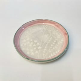 Bloom servies gebaksbordje grijs met roze rand (B) 18,5 cm