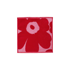 Marimekko vaatdoek Unikko rood met roze  30 x 30 cm