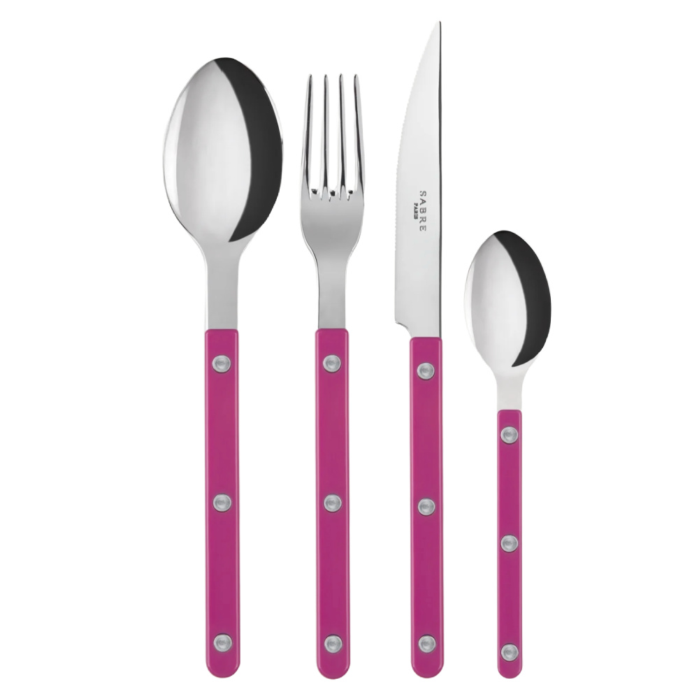 Sabre Bistrot framboos 4-delige bestekset dinermes, dinervork, dinerlepel, koffielepel