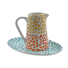 Duro Ceramics Mix 'n' Match JAZZ oranje geel gestippelde kan |  1 liter 15 cm hoog