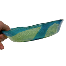Rond, laag schaaltje.  Groen, blauw | Ø 22 x 4 cm