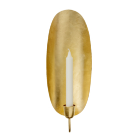 Bungalow gouden ovalen kandelaar op voet 37 x 14 cm