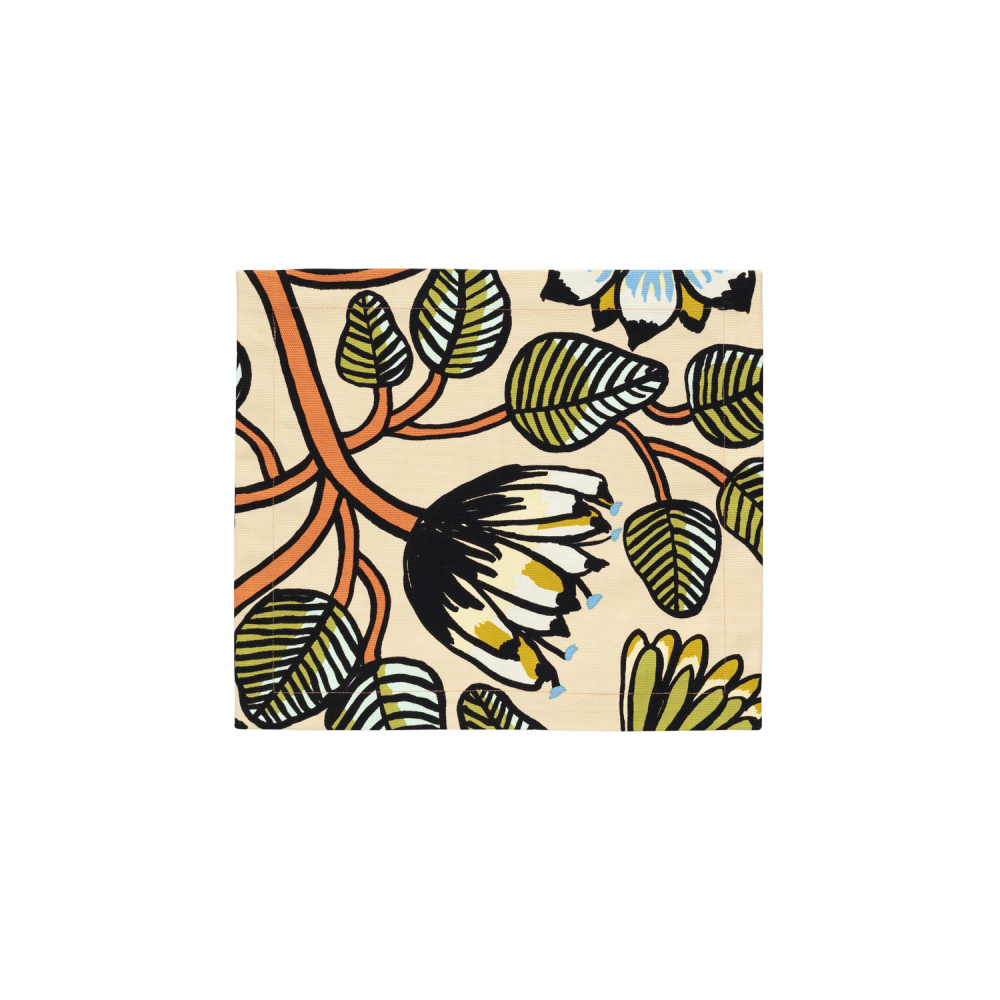 Marimekko Tiara canvas placemat met bloemenpatroon op lichtgele basis